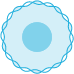 A blue icon of a cell with a deep blue nucleus and wavy cell membrane.